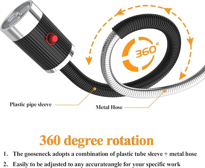 12T Magnetic Work Light, Led Machine Light, 23inFlexible Gooseneck lamp with Strong Magnetic Basefor Lathe Milling Drill Press Industrial Lighting 120V