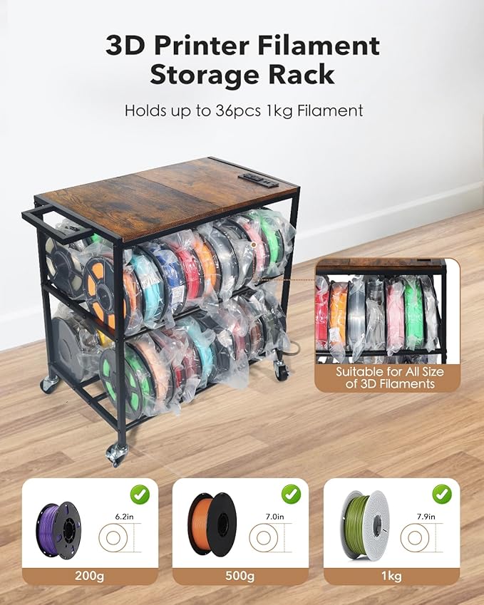 3D Printer Stand with Filaments Storage-Small 3D Printer Table for Consumables Storage,Heavy Duty 3D Printer Cart Desk Suitable for Workshops, Studios and Offices