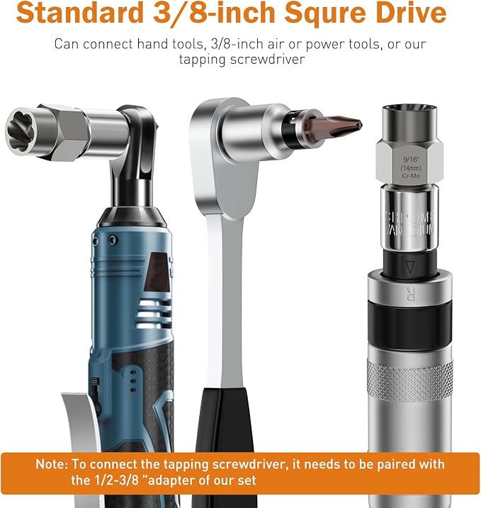 12PCS 3/8" Hand Manual Impact Driver and 8PCS 3/8" Bolt Extractor, XEWEA Reversible Impact Screwdriver Slotted,Phillips,Hexagonal Bit, for Removing & Fasteners Damaged, Rusted Screw Bolt