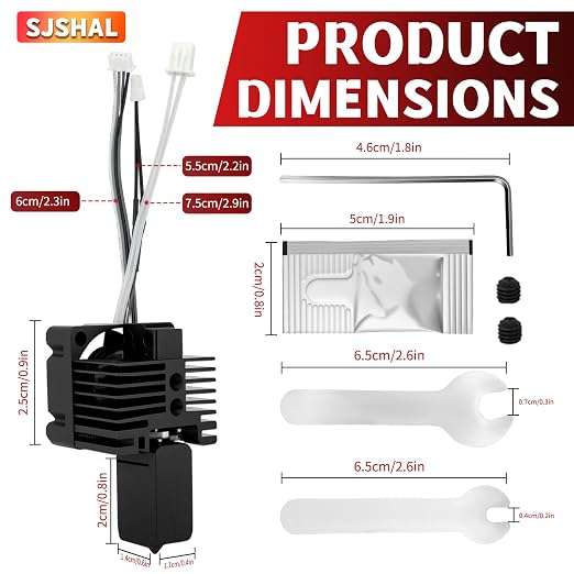 Bamboo X1, X1C Hotend Kit, Complete Assembly Kit for X1 Series 3D Printer, Hardened Steel Hot End with Fan,0.4mm Nozzle,Ceramic Heater,Thermistor,Heat Block, Fan and Extruder Heating Block Replacement
