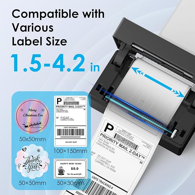 KNAON Bluetooth Thermal Shipping Label Printer, 4x6 Portable Thermal Address Label Printer for Small Business, Compatible with iPhone,Android,Windows,Mac,–Works with Etsy Shopify USPS&More, Black
