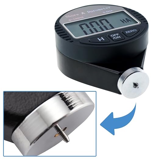 Shore A Rubber Portable Hardness Meter, Pocket Size 0-100HA Digital Hardness Durometer Meter Tester with Large LCD Display, Suitable for Rubber, Leather, Resin, Fiber, Glass, and Wax