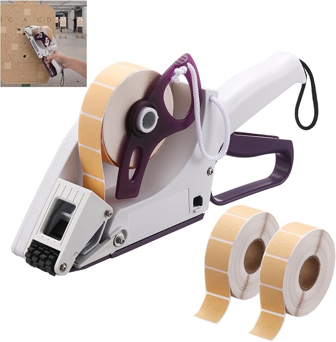 Label Applicator, Manual Applicator Target Paster Tape Gun with 2 Rolls Square Target Pasters Hand Held Portable Sticker Labeler for Retail Store Warehouse Targets Repair Yh-30