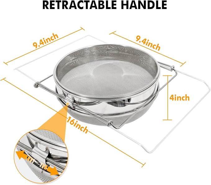 Stainless Steel Honey Strainer, Double Sieve Honey Filter, Honey Extractor Equipment for 5 Gallon Bucket Honey,Beekeeping Equipment Tools