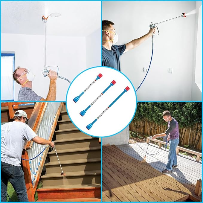 5PCS Airless Sprayer Gun Spray Painting Wand,Airless Spray Gun Tip Extensions,Airless Paint Sprayer Gun Tip Extension Pole,for Airless Paint Gun Wand (blue/8in 12in 20in 30in 40in)