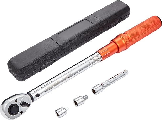 VEVOR 1/2-inch Drive Click Torque Wrench, 10-150ft.lb/14-204n.m Mechanical Dual Range Scales, Dual-Direction Adjustable with Adapters Extension Rod
