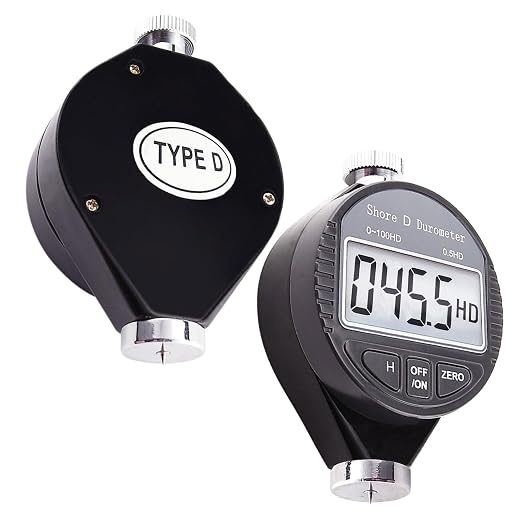 Shore D Rubber Hardness Meter, Digital Hardness Tester 0-100HD Hardness Durometer Tester with Large LCD Display Durometer Scale for Rubber, Tire, Plastic, Thermal Plastic, Flooring, and Bowling Ball