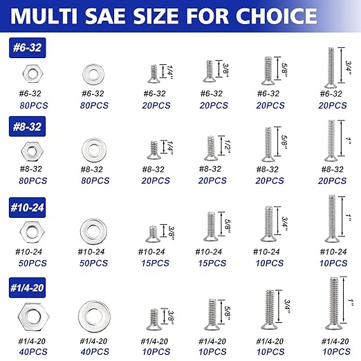 1575 PCS Nuts and Bolts Assortment Kit, Stainless Steel Phillips Pan Head & Flat Head Screws, Assorted Nuts Bolts Washers with Orange Double Sided Organizer Box