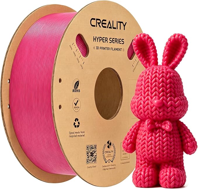 Creality Hyper PLA Filament 1.75mm 1KG(2.2lbs), High Speed PLA 30-600mm/s Rapid 3D Printer Filament, Dimensional Accuracy +/-0.02mm, Fit Most FDM 3D Printers, Strawberry Red