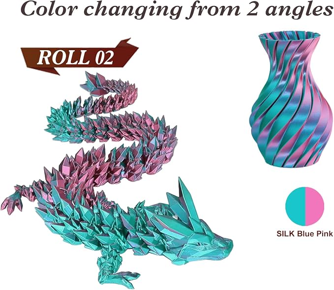 LOVOON Silk PLA 3D Printer Filament Bundle 2 KG, PLA Filament 1.75mm, Shiny Silk Blue/Green/Red and Blue/Pink Change by Angle, 3D Printing Filament for Most FDM Printers and 3D Pen, 1KG X 2 Spools