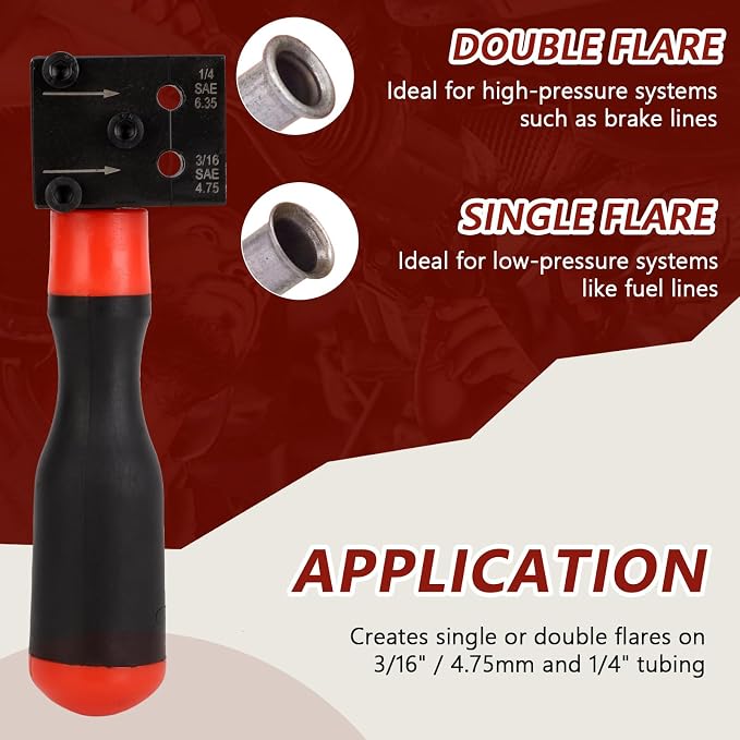 3/16 & 1/4 Brake Line Flaring Tool Kit, Copper Tube Single Double Tube Shaping Tool for Auto Repair, Tubing Flaring Tool, Universal Brake Line Tool for Confined Spaces