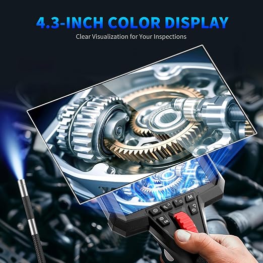 Dual Lens Articulating Borescope Camera with Light,6.2mm Industrial Endoscope Inspection Camera with Articulated Snake Cameras，HD Video Scope for Automotive Engine HVAC Inspection - 3.28FT