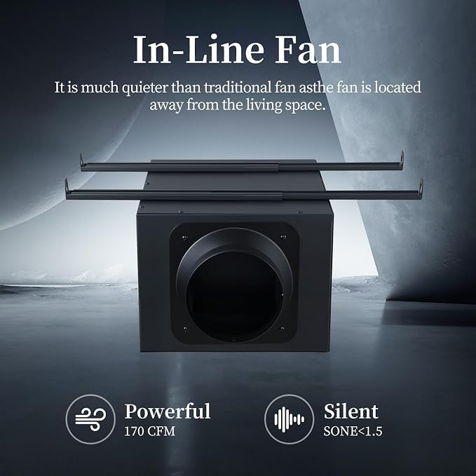 6 Inch Inline Bathroom 2 Speeds Exhaust Fan – Ultra Quiet 330 CFM Ventilation Fan for Bathroom, Attic, Kitchen, Garage, Laundry Room – Durable, Easy to Install, Powerful Airflow All-copper wire motors