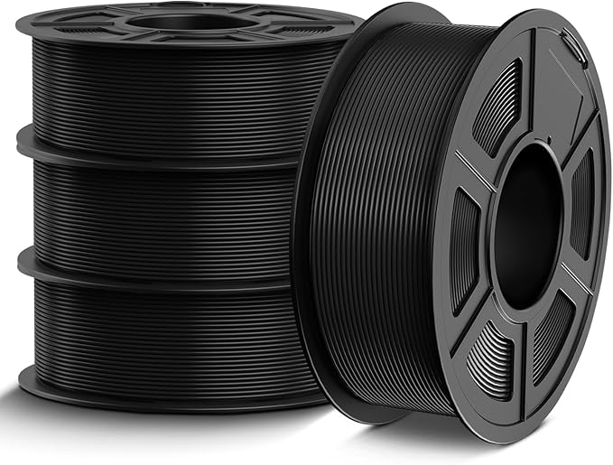 TECBEARS PETG Filament 1.75mm, 3D Printer Filament PETG Black Bundle, Strong Toughnes, 4 * 1KG(1320M) Filament High Precision, Dimensional Accuracy ±0.02mm, 4 Packs of Black