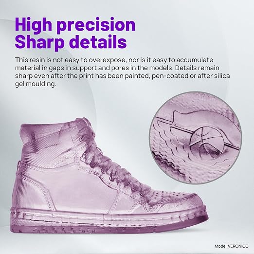 RESIONE Water-Washable 3D Printer Resin, Crystal Purple, – Low Odor, Fast Curing, High Precision Photopolymer Resin for LCD DLP MSLA, Easy to Clean with Water, Beginner Friendly, 1KG