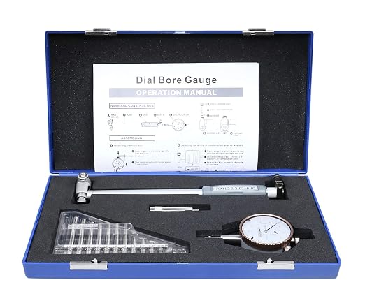 Accusize Industrial Tools 2-6'' by 0.0005'' Dial Bore Gage, Stem Length 6'', Ee20-5006 | 6" Stem Length, Self-Centering, Chrome-Plated Handle, Insulated Grip