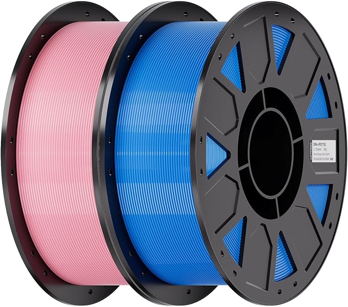 Creality Ender PETG 3D Printer Filament 1.75mm 2KG (4.4bs), High Precision, Strong Toughness, Odorless, Better Flow, Moistureproof 3D Printing Ender PETG Filament, Pink & Tech Blue