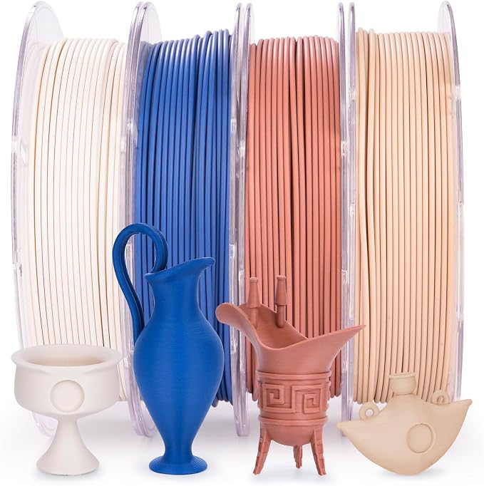 AMOLEN PLA Matte 3D Printer Filament Bundle, PLA 1.75mm Craftsman Color Quartet Set, Porcelain White/Terracotta/Delft Blue/Sand Beige, 200g X 4 Spools