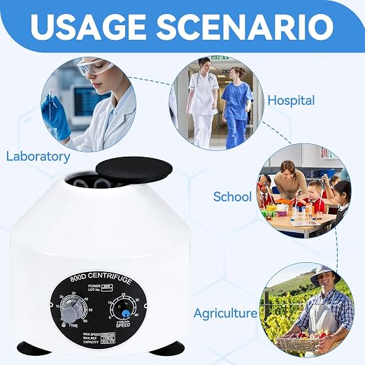 Durable Benchtop Lab Centrifuge Machine, 0-4000RPM Adjustable Speed & 0-60min Timer, 6×20ml Tubes Low Noise Desktop Centrifuge