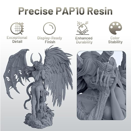 PAP10 3D Printer Resin, UltraPrint Production Precision with Smallest Detail and Higher Sharpness, Compatible with Reflex RS & RS Turbo & Reflex & Reflex Turbo & Reflex 2/Pro (Asy Grey, 1KG)