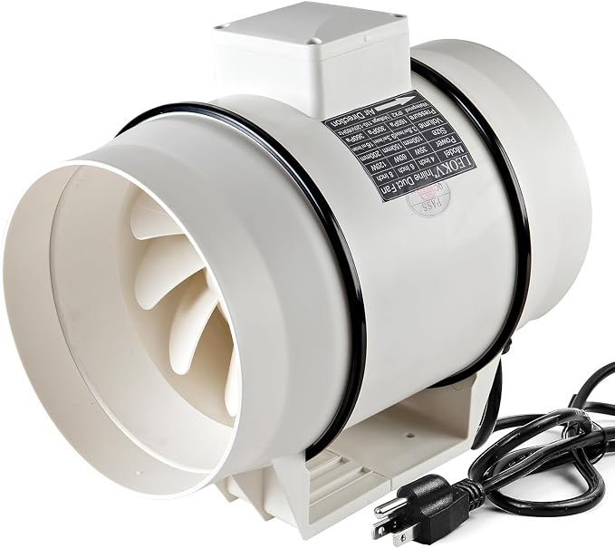 8Inch Exhaust fan Pipeline booster fan Inline duct fan 740 CFM Efficiency Air Fan for Duct Vent Bathroom, Kitchen, Grow Tent,Hydroponics,The wind is very strong.All-copper wire motors are more durable