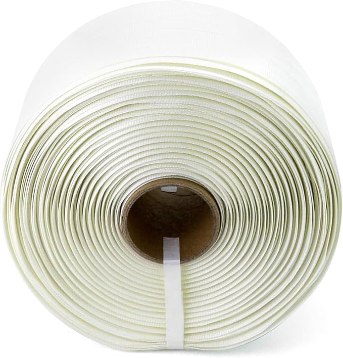 QWORK 3/4" x 1640' Woven Cord Strapping Roll, Heavy Duty Polyethylene Braided Rope Strap Roll, 1830 lb Strong Break Strength 6" x 3" Core, Strength and Flexibility, White