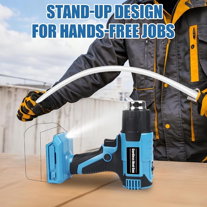 Cordless Heat Gun for Makita 18V Battery – 380W Portable Hot Air Gun for DIY Shrink Wrap, Vinyl Wrap & Crafting | Dual Temp 572°F/1022°F, 4 Nozzles, LED Light | Tool Only, Not Made by Makita