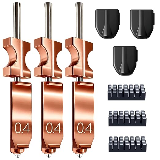 3-Pack 0.4MM Upgrade High Flow Hotend Kit for Flashforge AD5X Nozzle, All Metal 3s Quick-Detachable Nozzle kit,HTR 550°C Hardened Steel Nozzle,32mm³/s High Flow,600mm/s High-Speed AD5X Parts