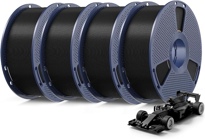 SUNLU 4KG Upgrade PLA+2.0 3D Printer Filament Bundle, PLA Plus 2.0 Filament 1.75mm, High Speed Printing, Stronger Than PLA+ Filament, 1KG per Spool, 4 Packs, Black