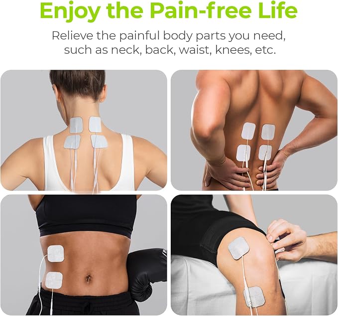 AUVON TENS Unit Electrode Pads 2"x2" 48 Pcs Value Pack, Reusable Latex-Free | TENS Unit Pads with Upgraded Self-Adhesion, Non-Irritating Replacement Pads Compatible with TENS 7000, Etekcity, Nicwell