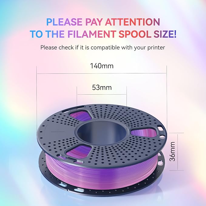 SUNLU Transparent Rainbow PLA Filament Bundle Multicolor, Neatly Wound Gradient Rainbow PLA 3D Printer Filament 1.75mm ±0.02mm, Individually Vacuum Packed, 0.25kg per Spool, 1kg in Total, 4 Pack.