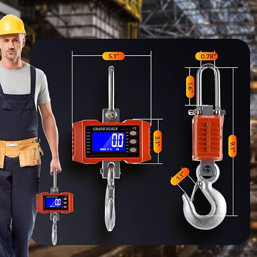 CGOLDENWALL Digital Crane Scale 2200lb Hanging Scale with Switchable kg/lb Display - ideal for Farms, Hunting and Livestock