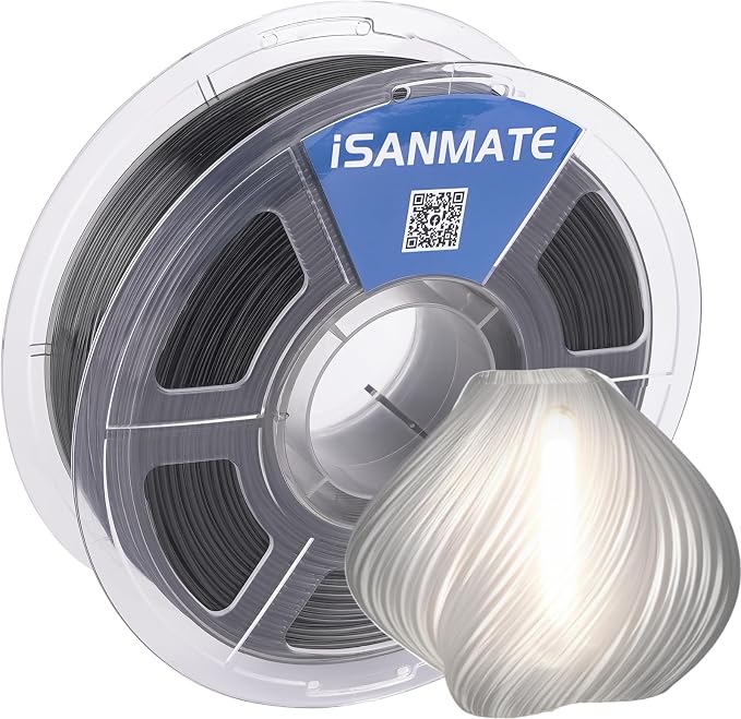 iSANMATE Rapid PETG Translucent Gray 3D Printer Filament 1.75mm,50-400mm/s High Speed Clear PETG Filament,Dimensional Accuracy ±0.02mm Specifically Designed for Lamps for Bambu Lab 3D Printers