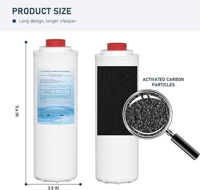 51300C Water Replacement Filter (No Chip) Compatible with Elkay 51300C EWF3000, and Ezh20 Bottle Filling Station, 3000 Gallon Water Filter Replacement for ERF750, 51299C, 55898C, 3 Pack