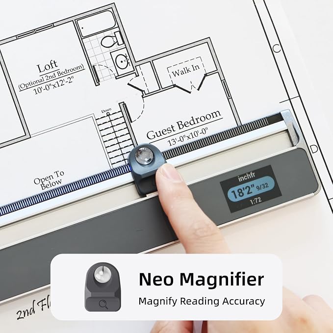 NeoRuler Digital Scale Ruler and NeoReading Kit Bundle - 12 inch Smart Scale Ruler with NeoPointer and NeoMagnifier for Detailed Reading