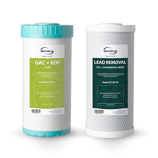 iSpring F2US21B-CPB Direct Connect US21B-CPB Replacement Filter Set, 4.5"x10" Undersink Water Filtration, Lead-Removal, GAC+KDF Cartridges