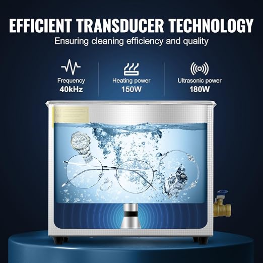 VEVOR 6L Commercial Sonic Cleaner, 40kHz Professional Cleaning Machine with Digital Timer & Heater, 110V - Ideal for Watches, Instruments, and Industrial Parts, FCC/CE/RoHS Certified | with Digital Timer and Heater, 110V, for Watch, Instruments, and In...