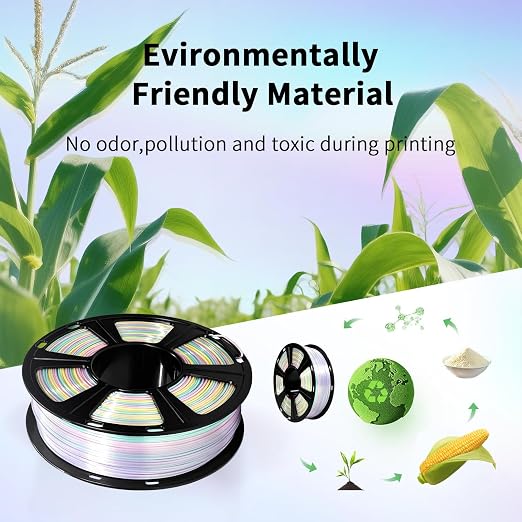 GEEETECH Silk Rainbow PLA Filament 1.75mm, 3D Printer Filament 1kg Spool (2.2lbs), Shiny Multicolor Gradient PLA, +/- 0.02 mm Accuracy, Low Warping, 3D Printing Filament Fits Most FDM 3D Printers