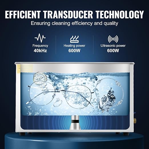 VEVOR Ultrasonic Cleaning Machine 30L 1200W | Commercial Sonic Cleaner, Heated, For Eyeglasses Rings Jewelry, Large Capacity