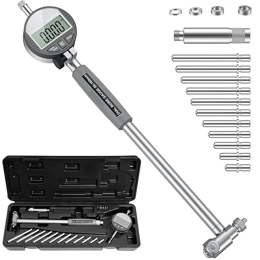 HDLNKAK Digital Dial Indicator Bore Gauges (2"-6"/0.0005"), Engine Cylinder Measurement with Carbide anvils, with LCD Digital Dial Indicator - Grey