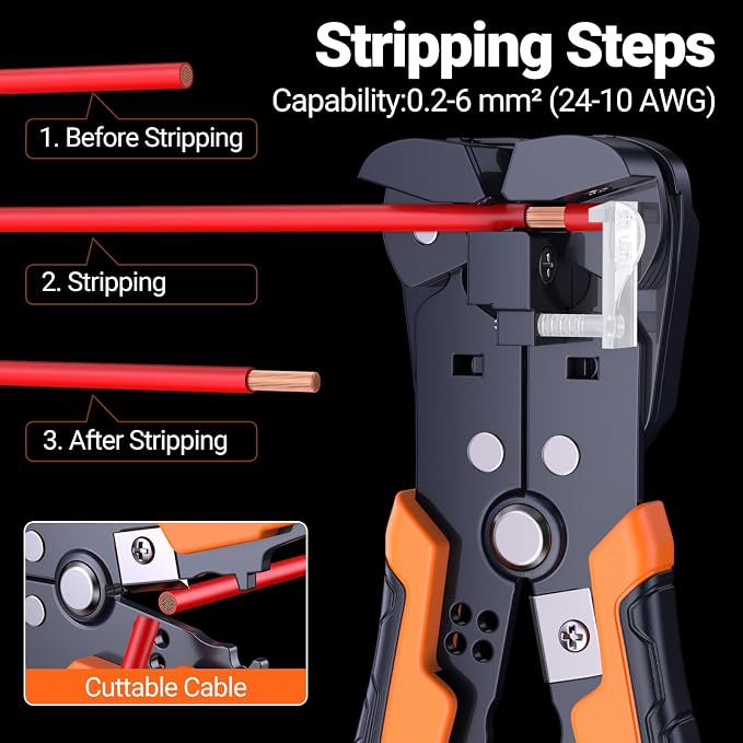 Preciva Ferrule Crimping Tool Kit - AWG 28-5 (0.08-16mm²) Self-Adjustable Ratchet Ferrule Crimper with Automatic Wire Stripper and 1375Pcs Single & Twin Ferrules Connectors