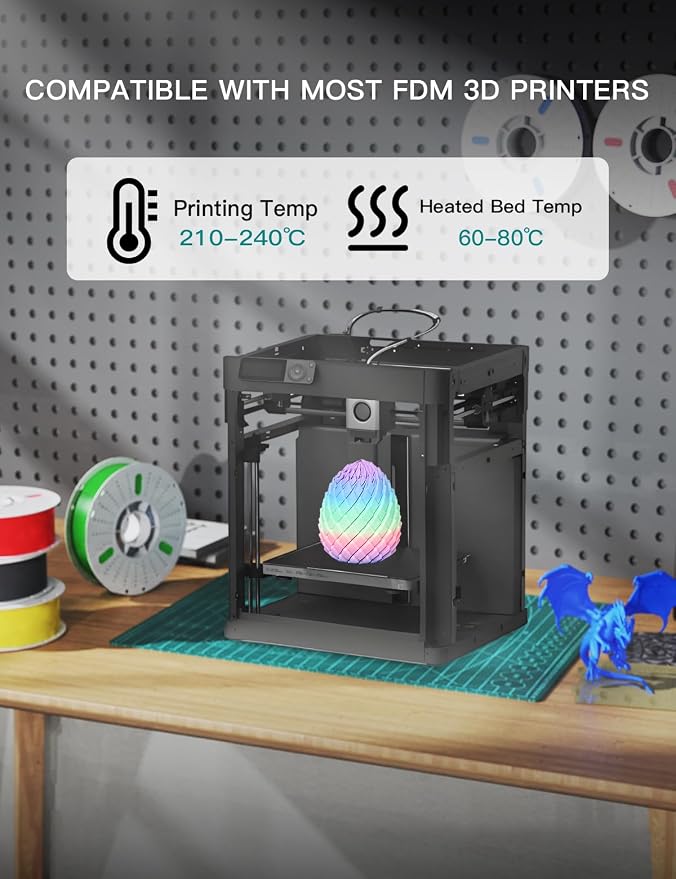 PINBALL Matte Rainbow PLA 3D Printer Filament 1.75mm, Matte Surface Multicolor PLA Filament 1.75mm, 250g Spool, 4 Rolls, Blue-Brown+Blue-White+Red-Purple+Matte Rainbow Color
