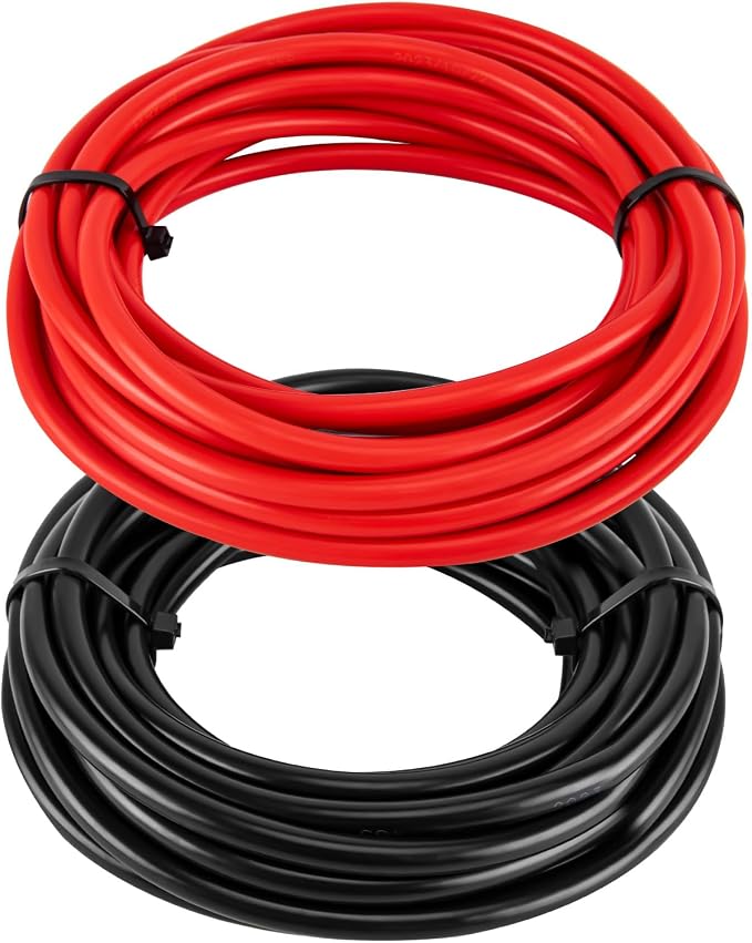 6 Gauge Wire 6 Awg Wires 20 FT Black + 20 FT Red, 6 Gauge Battery Cable 6awg Marine Wires, 6awg Copper Wire Welding Cable Standard with Cable Lugs Terminal Connectors and Heat Shrink Tube