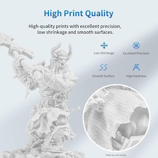 ANYCUBIC 3D Printer Resin, 405nm SLA UV-Curing Resin with High Precision and Quick Curing & Excellent Fluidity for LCD 3D Printing (White+White, 2kg)