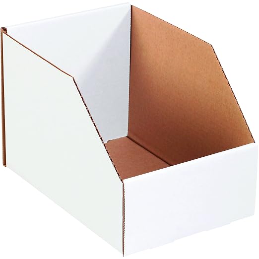 Partners Brand PBINJ8128 Jumbo Open Top Bin Boxes, 8" x 12" x 8", Oyster White (Pack of 25)