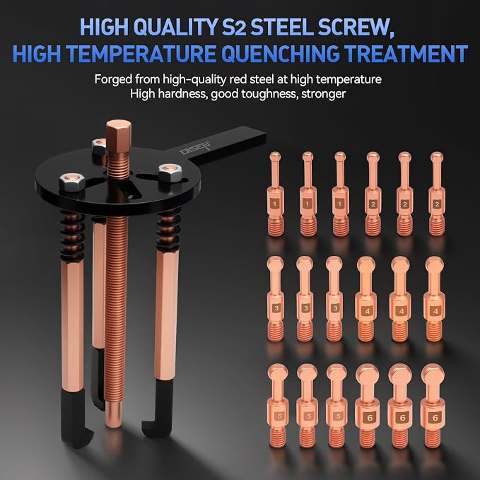 DISEN Bearing Puller Set 36-in-1, Upgrade Blind Inner Hole Three-Jaw Puller, Multifunctional Bearing Removal Tool, with Heavy Duty Portable Storage Case, Blue