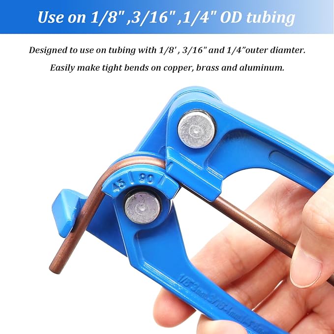 Tnisesm 3/16 Copper Coated Brake Line Kit 25 ft + Blue Tube Bender+ Copper Aluminum Brake Line Double & Single Flaring Tool Kit,Consisting of 4 Unions Brake Line Fittings and 16 Fittings