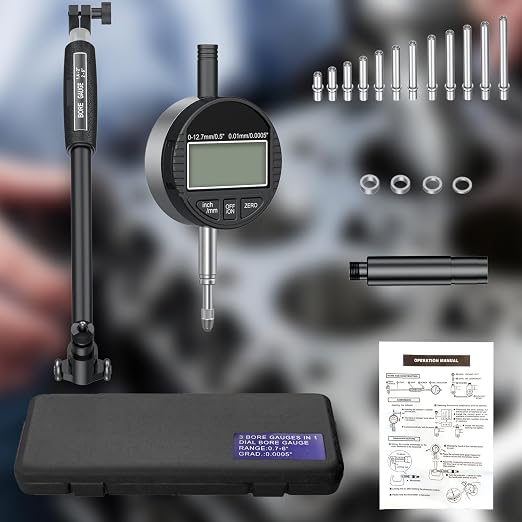 HDLNKAK Digital Dial Indicator Bore Gauges (2"-6"/0.0005"), Engine Cylinder Measurement with Carbide anvils.(Black)