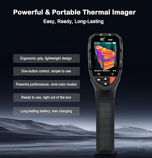 Pro Mini Handheld Thermal Camera with LED Light, 240x240 TISR Resolution Infrared Camera, -4°F to 1022°F & 50° Wide View Thermal Gun, 25Hz Lightweight Thermal Imager for Electricians/HVAC/Auto