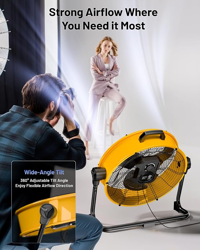iLIVING 20 Inches 5703 CFM Heavy Duty High Velocity Barrel Floor Drum Fan With DC Brushless Motor,Stepless Speed Adjustment for Workshop, Garage, Commercial or Industrial Environment, UL Safety Listed